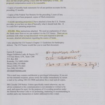 Magee Goldstein Lasky & Sayers, PC - Email stating it is OK about the money coming from SDA Holdings LLC. Why are they hiding the fact and saying only $10,000 from SDA HOLDINGS - Criminal Defense Law Near Me - Roanoke, Virginia Magee Goldstein Lasky & Sayers, PC - Email stating it is OK about the money coming from SDA Holdings LLC. Why are they hiding the fact and saying only $10,000 from SDA HOLDINGS - Criminal Defense Law Near Me - Roanoke, Virginia