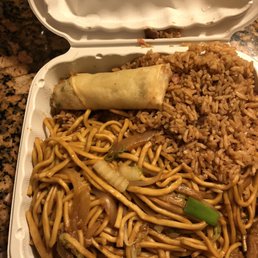 a take out container of food