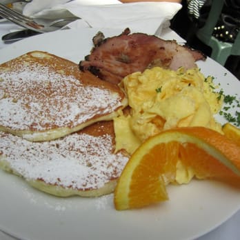 Plums Cafe - oregon trail: with pepper ham, scrambled eggs, and fluffy pancakes - Breakfast & Brunch Near Me - Costa Mesa, California