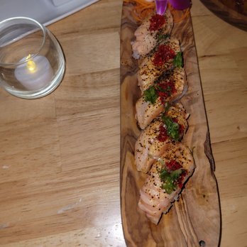 Sushi Sake Miracle Mile - The fire seared salmon roll. Off the menu. - Japanese Near Me - Miami, Florida Sushi Sake Miracle Mile - The fire seared salmon roll. Off the menu. - Japanese Near Me - Miami, Florida