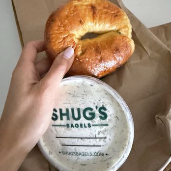Shug's Bagels - Jalapeño cheddar bagel and scallion cream cheese - Bagels Near Me - Austin, Texas