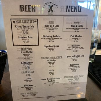 Brewery X - Beer menu - 6/8/22 - Breweries Near Me - Anaheim, California