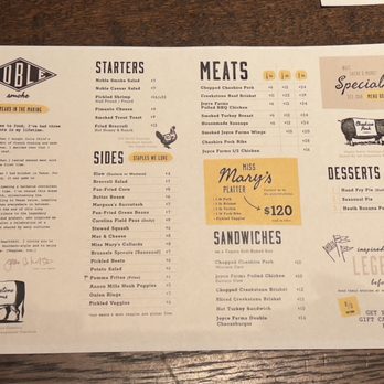 Noble Smoke - Menu - Barbeque Near Me - Charlotte, North Carolina