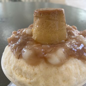 Ice Garden - Taro milk shave ice with mochi balls and flan. It's #5 on the menu just added the flan. - Desserts Near Me - Aiea, Hawaii