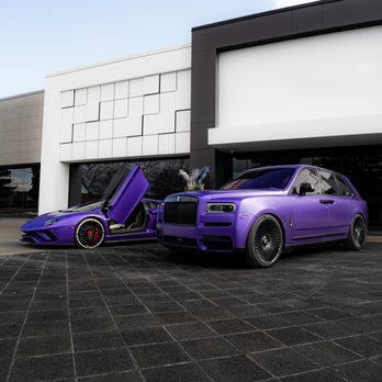 Inzenskin - Lamborghini  Aventador and Rolls-Royce Cullinan  wrapped in purple - Vehicle Wraps Near Me - Vaughan, Ontario