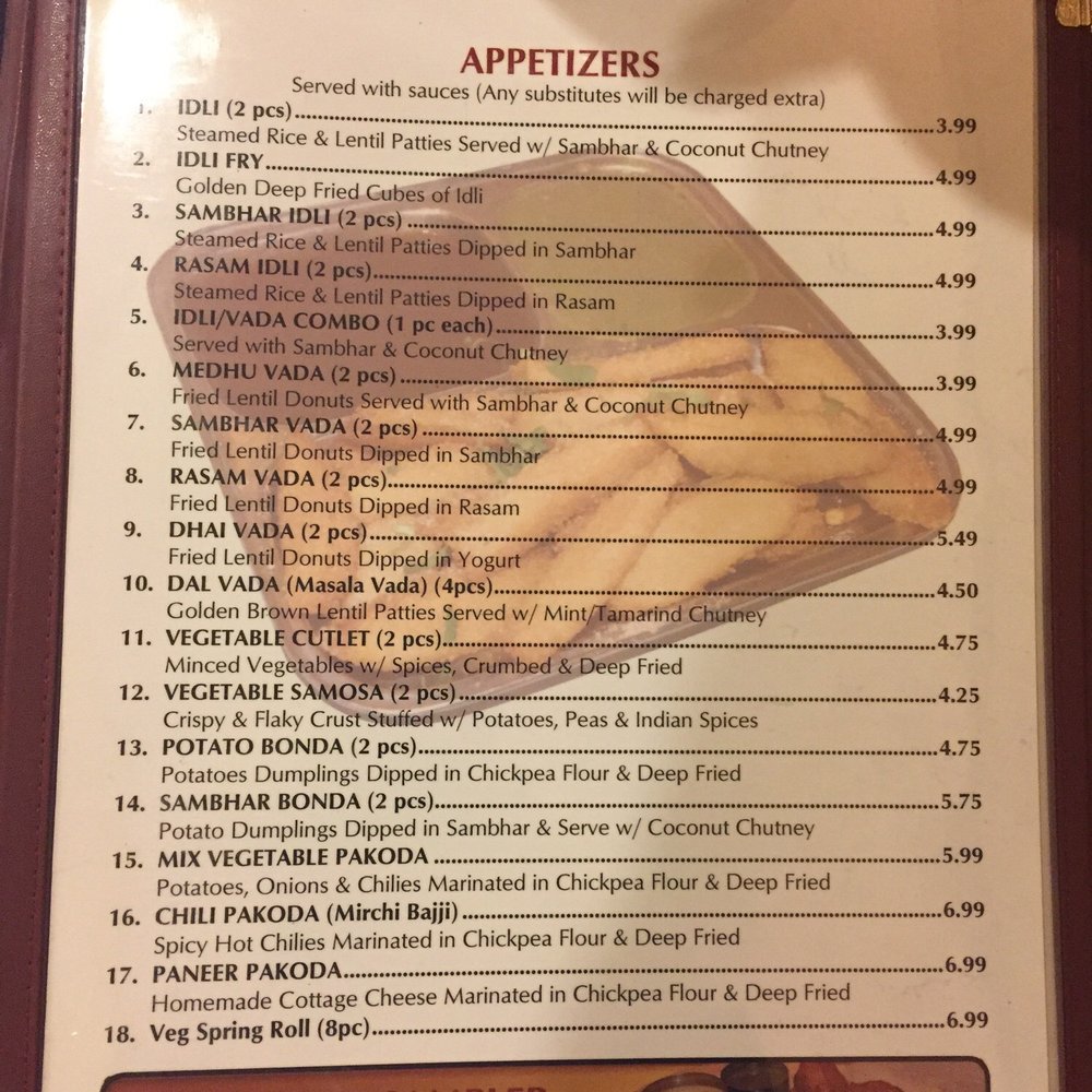 Udipi Cafe - Appetizer menu - Indian Near Me - Monroeville, Pennsylvania Udipi Cafe - Appetizer menu - Indian Near Me - Monroeville, Pennsylvania