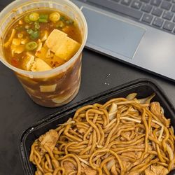 Mapo tofu, chicken chow mein