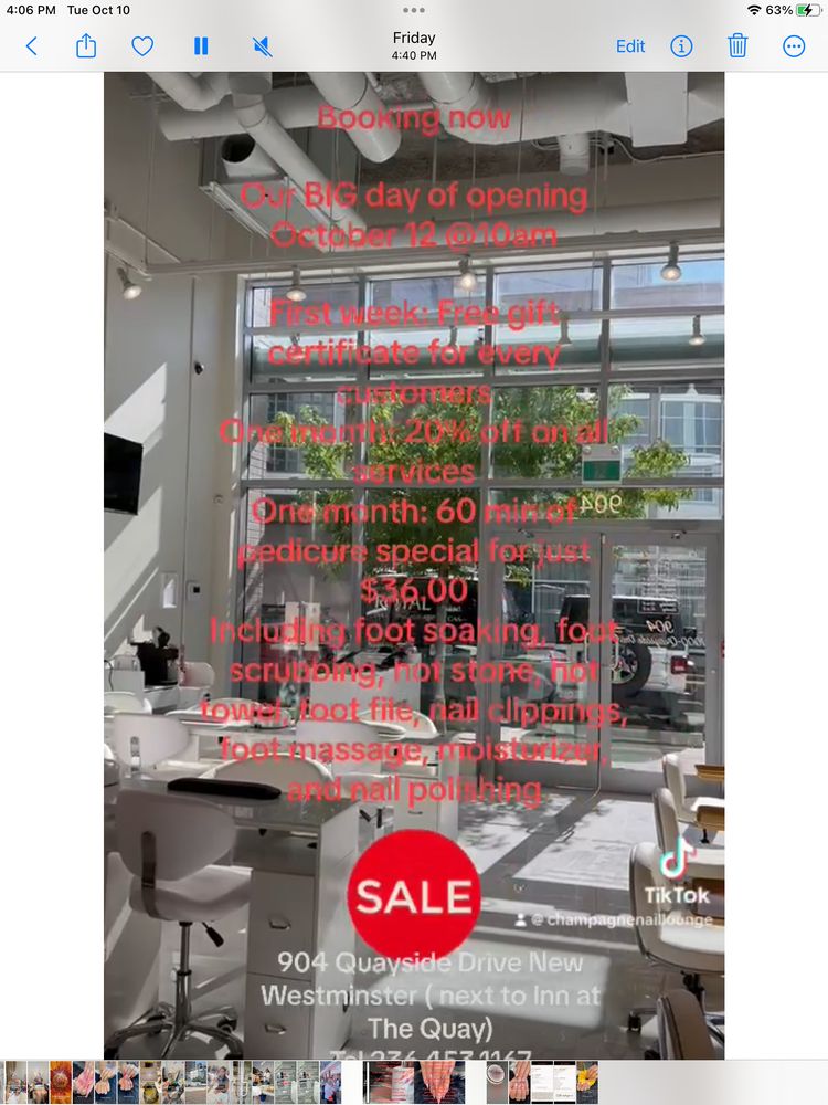 CHAMPAGNE NAIL LOUNGE Request an Appointment 904 Quayside Drive