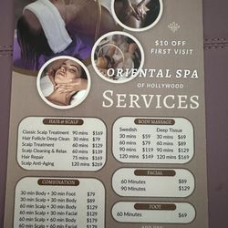 Oriental Spa Of Hollywood - Menu of Services