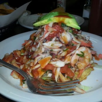 La Sirena Azul - Mixto seafood tostada. The ceviche covers the entire plate! Delicious. - Mexican Near Me - Inglewood, California La Sirena Azul - Mixto seafood tostada. The ceviche covers the entire plate! Delicious. - Mexican Near Me - Inglewood, California