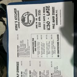 Kings Kitchen - Menu