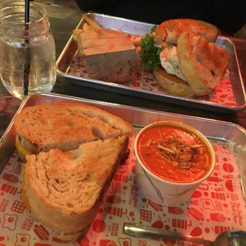 Urban Burger - Grilled cheese with tomato soup. Friend got French fries and a BYO burger - Burgers Near Me - Cranford, New Jersey Urban Burger - Grilled cheese with tomato soup. Friend got French fries and a BYO burger - Burgers Near Me - Cranford, New Jersey