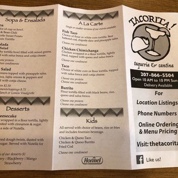 Tacorita - Menu 1/2 - Mexican Near Me - Orono, Maine Tacorita - Menu 1/2 - Mexican Near Me - Orono, Maine