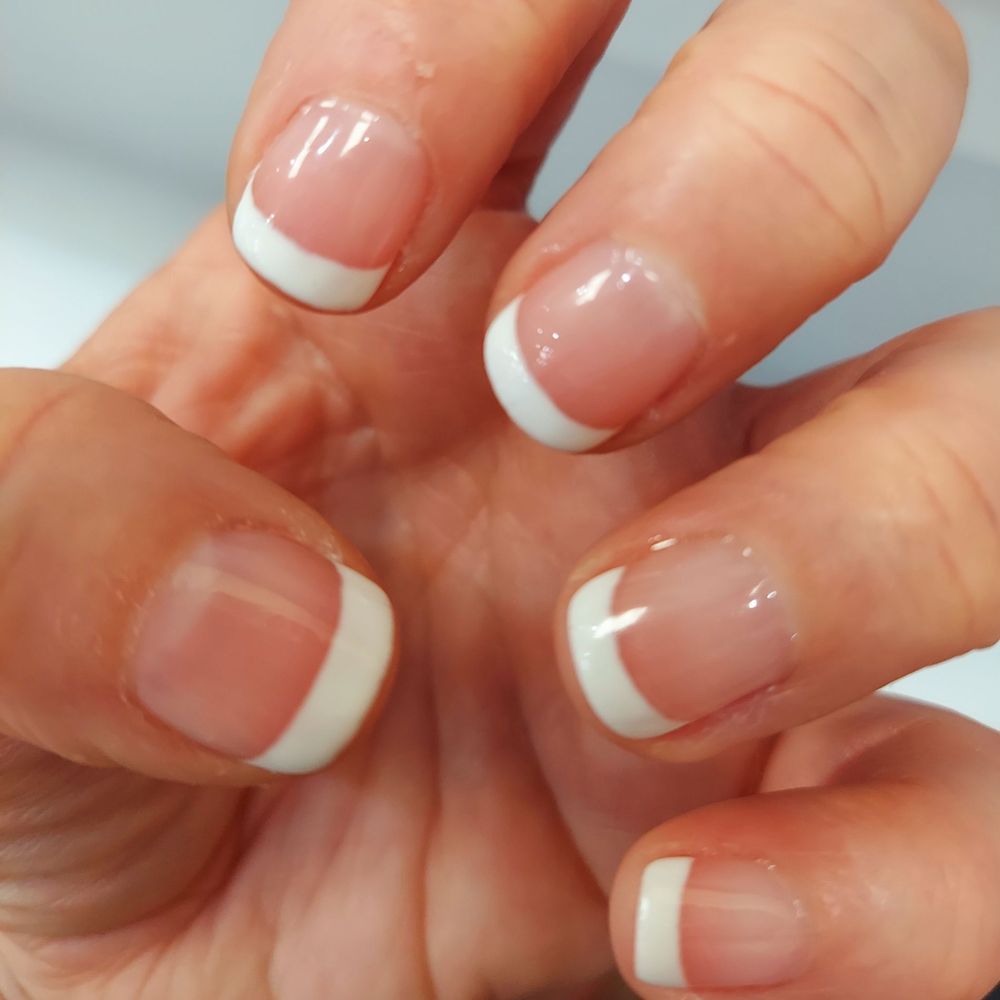 KB Nails - Short square French gel manicure. - Nail Salons Near Me - Sacramento, California KB Nails - Short square French gel manicure. - Nail Salons Near Me - Sacramento, California