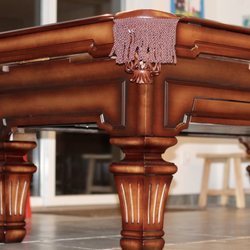 Pool Tables Plus - Got a great deal on an on-sale in-stock Olhausen pool table with leather pockets and drawer. The upgraded finish is stunning.
