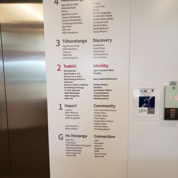 Turanga - Elevator signage in Maori and English - Libraries Near Me - Christchurch, CAN