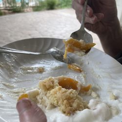 Tapestry Lounge - Peach pie with whipped cream.