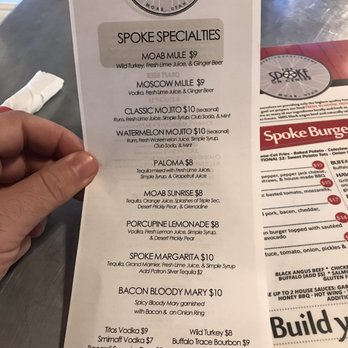 The Spoke on Center - Drink menu - American Near Me - Moab, Utah The Spoke on Center - Drink menu - American Near Me - Moab, Utah