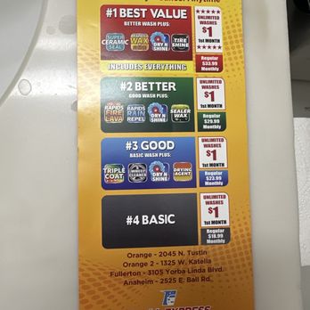 Rapids Express - Type of washes - Car Wash Near Me - Anaheim, California