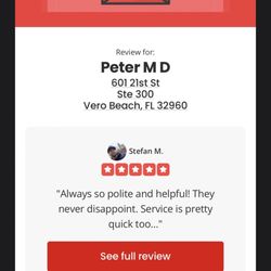 Peter M D - This positive review came off of my account bc this reviewer doesn't use Yelp often.