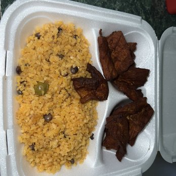 A Fuego 787 - Stew Beans Yellow Rice w Green Pigeon Peas Pork Chunks - Empanadas Near Me - Columbia, South Carolina