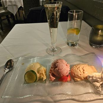 Chart House - Ice cream trio with Lunetta Prosecco - Seafood Near Me - Golden, Colorado
