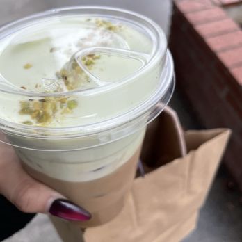 Re Coffee - Pistachio cream top - Desserts Near Me - Northridge, California Re Coffee - Pistachio cream top - Desserts Near Me - Northridge, California