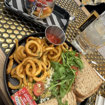 The Place 2 Be - Greek omelette with curly fries and a fruit cup - Breakfast & Brunch Near Me - New Haven, Connecticut The Place 2 Be - Greek omelette with curly fries and a fruit cup - Breakfast & Brunch Near Me - New Haven, Connecticut