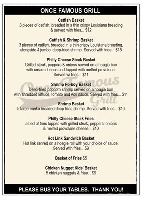 Menu photo 2 Once Famous Grill Eugene, OR Menu photo 2 Once Famous Grill Eugene, OR