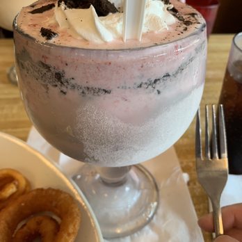 Chuck A Burger Drive-In - Strawberry shake. Cookies and cream style. Wow!!! - Burgers Near Me - Saint Louis, Missouri Chuck A Burger Drive-In - Strawberry shake. Cookies and cream style. Wow!!! - Burgers Near Me - Saint Louis, Missouri
