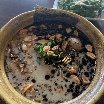 Noods Ramen Bar - Black garlic tonkatsu and shishito peppers - Ramen Near Me - Honolulu, Hawaii