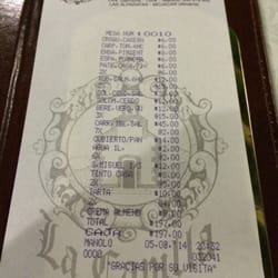 La Capilla - Cena para 7 personas. Cuenta.