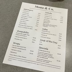 Mona & Co - Mona & Co menu