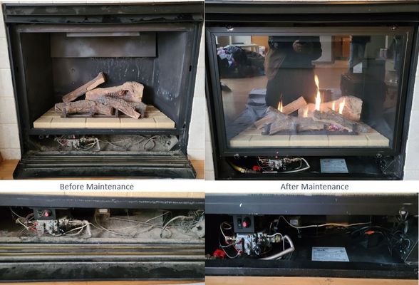 Gas Fireplace Annual Maintenance - Our maintenance service includes an inspection, cleaning, redressing and glass treatment. Gas Fireplace Annual Maintenance - Our maintenance service includes an inspection, cleaning, redressing and glass treatment.