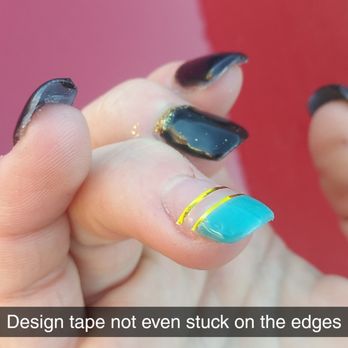 Star Nails - More paint on skin....  The tape was completely peeled off by the next day - Nail Salons Near Me - Saint Louis, Missouri