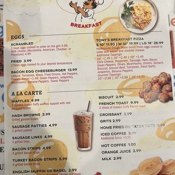 Tony's Pizzeria - Tony's Pizzeria Breakfast menu. 1 of 2. - Pizza Near Me - West Friendship, Maryland Tony's Pizzeria - Tony's Pizzeria Breakfast menu. 1 of 2. - Pizza Near Me - West Friendship, Maryland