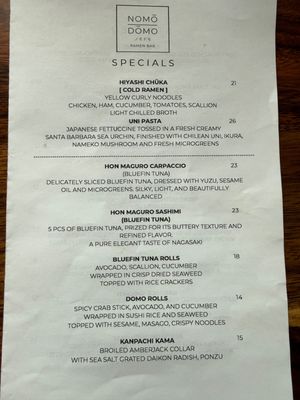 Menu photo 2 Nomo Domo San Luis Obispo, CA Menu photo 2 Nomo Domo San Luis Obispo, CA