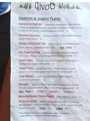 Menu photo 8 Divots Restaurant Hood River, OR