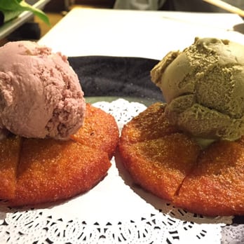 Happy Lamb Hot Pot - Yam Mochi with red bean filling and we put red bean and green tea ice cream on top - Chinese Near Me - Flushing, New York Happy Lamb Hot Pot - Yam Mochi with red bean filling and we put red bean and green tea ice cream on top - Chinese Near Me - Flushing, New York