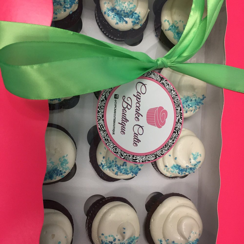 The red velvet cupcakes with blue sprinkles to celebrate for a boy baby shower. The red velvet cupcakes with blue sprinkles to celebrate for a boy baby shower.