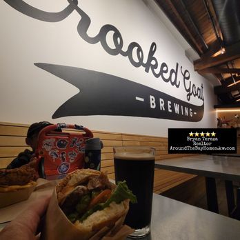 Crooked Goat Brewing - Burger with Swiss cheese, bacon, and avocado with a nitro stout. all delicious. Add the truffle fries, too - Brewpubs Near Me - Petaluma, California