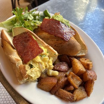Cafe Bonjour - Signature Scramble Sandwich - Breakfast & Brunch Near Me - Boston, Massachusetts Cafe Bonjour - Signature Scramble Sandwich - Breakfast & Brunch Near Me - Boston, Massachusetts