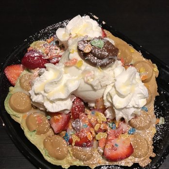 Poop Cafe - $8.50 - #3 Fruity Pebbles Hong Kong Waffle - Desserts Near Me - Toronto, Ontario Poop Cafe - $8.50 - #3 Fruity Pebbles Hong Kong Waffle - Desserts Near Me - Toronto, Ontario