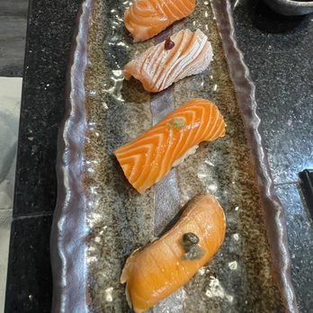 Uoyakutei Japanese Restaurant - Salmon Tasting :Salmon Belly, ocean trout, artic char, salmon - Sushi Bars Near Me - Pacifica, California Uoyakutei Japanese Restaurant - Salmon Tasting :Salmon Belly, ocean trout, artic char, salmon - Sushi Bars Near Me - Pacifica, California