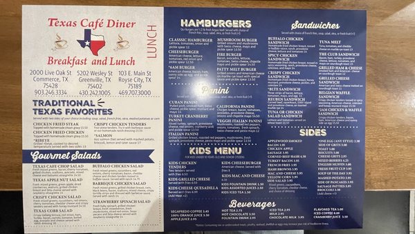 Menu photo 1 Texas Cafe Diner Royse City, TX Menu photo 1 Texas Cafe Diner Royse City, TX
