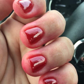 Affinity Nail and Spa - My stained red fingers. Nail tech wouldn't even attempt to remove the excess color?! - Nail Salons Near Me - Kings Park, New York