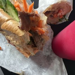 Beef Bhan mi & Organic beet and orange juice