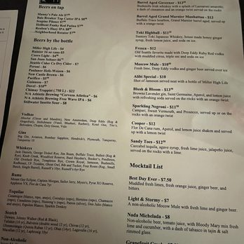 Alibi Room - Drink Menu - New American Near Me - Seattle, Washington