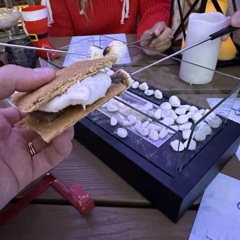 AVA Rooftop Bar - Smores $25...not worth it,also an "assortment of chocolates" and it was just Hershey bars white and milk chocolate, also the fire died - Wine Bars Near Me - Cary, North Carolina