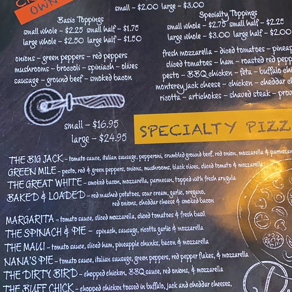 a menu for a pizza restaurant a menu for a pizza restaurant